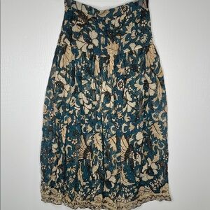 Ulla Johnson Meja Floral Patterned Blue and Cream Skirt